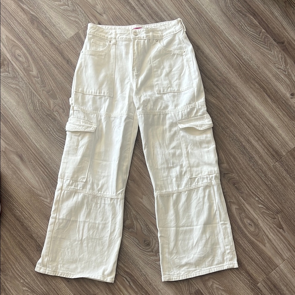 Edikted White Denim Cargo Pants